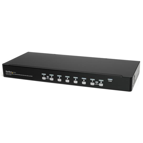 StarTech.com 8 Port 1U Rackmount USB KVM Switch Kit with OSD and Cables - Rack mount KVM - VGA KVM Switch - 8 Port KVM Switch (SV831DUSBUK) - Commutateur KVM - 8 x KVM port(s) - 1 utilisateur local - Montable sur rack - pour P/N: RK12OD2, RK3236BKF, RK423