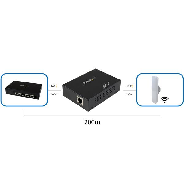 StarTech.com Répéteur Gigabit PoE+ à 1 port - Extendeur réseau Power over Ethernet 802.3at et 802.3af - Gigabit PoE extender - 100 m - Relais - 1GbE - 10Base-T, 100Base-TX, 1000Base-T - jusqu'à 100 m - pour P/N: ST12MHDLANU