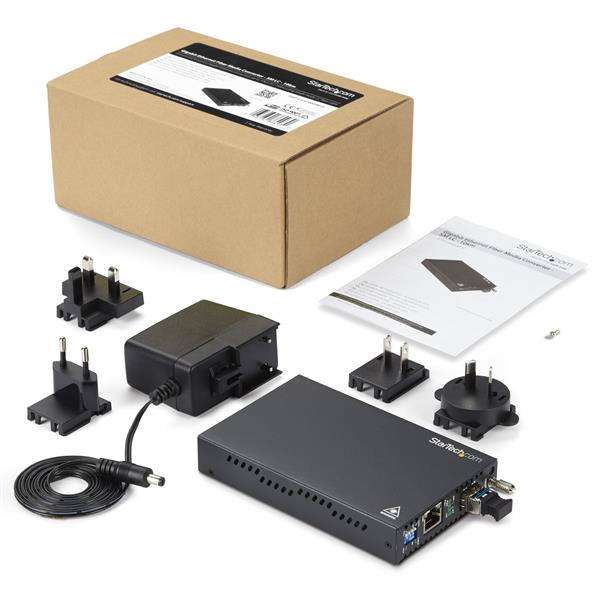 StarTech.com Convertisseur de média fibre optique GbE - Monomode LC - Convertisseur Ethernet cuivre vers fibre - 10 km (ET91000SM10) - Convertisseur de média à fibre optique - 1GbE - 100Base-LX, 1000Base-T - RJ-45 / mode unique LC - jusqu'à 10 km - 1310 n