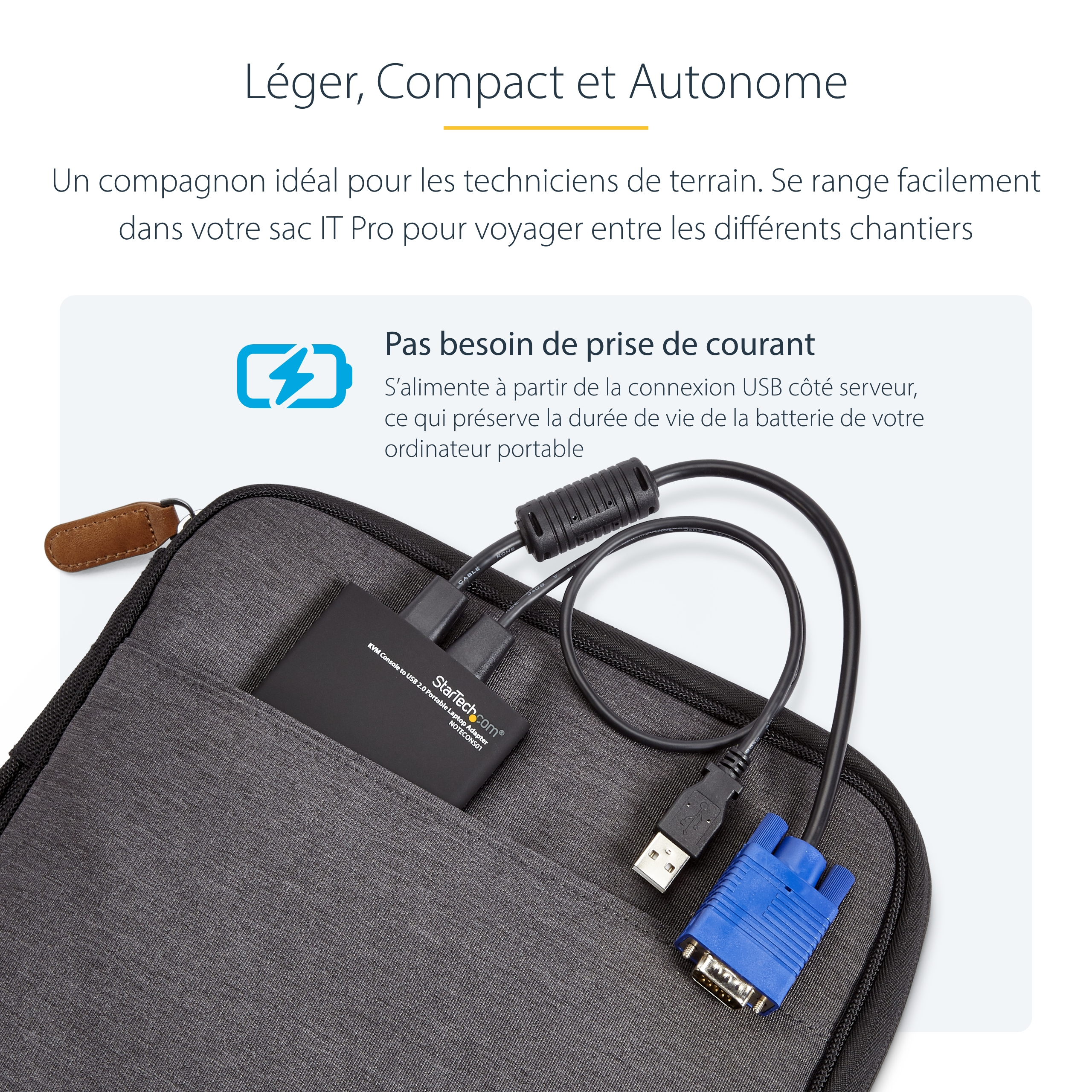 StarTech.com Adaptateur crash cart pour PC portable - Console KVM vers USB 2.0 - USB A (M) - PS/2 (M) - VGA (M) - KVM portable - Commutateur KVM - 1 x KVM port(s) - 1 utilisateur local - de bureau