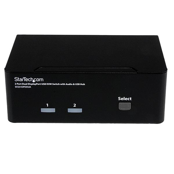 StarTech.com Commutateur KVM 2 ports DisplayPort, USB et audio - Switch KVM - 2560 x 1600 - Commutateur écran-clavier-souris/audio - 2 x KVM / audio - 1 utilisateur local - de bureau - pour P/N: IM12D1500P, SVA12M2NEUA, SVA12M5NA