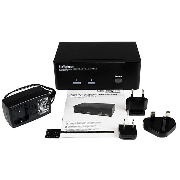 StarTech.com Commutateur KVM 2 ports DisplayPort, USB et audio - Switch KVM - 2560 x 1600 - Commutateur écran-clavier-souris/audio - 2 x KVM / audio - 1 utilisateur local - de bureau - pour P/N: IM12D1500P, SVA12M2NEUA, SVA12M5NA