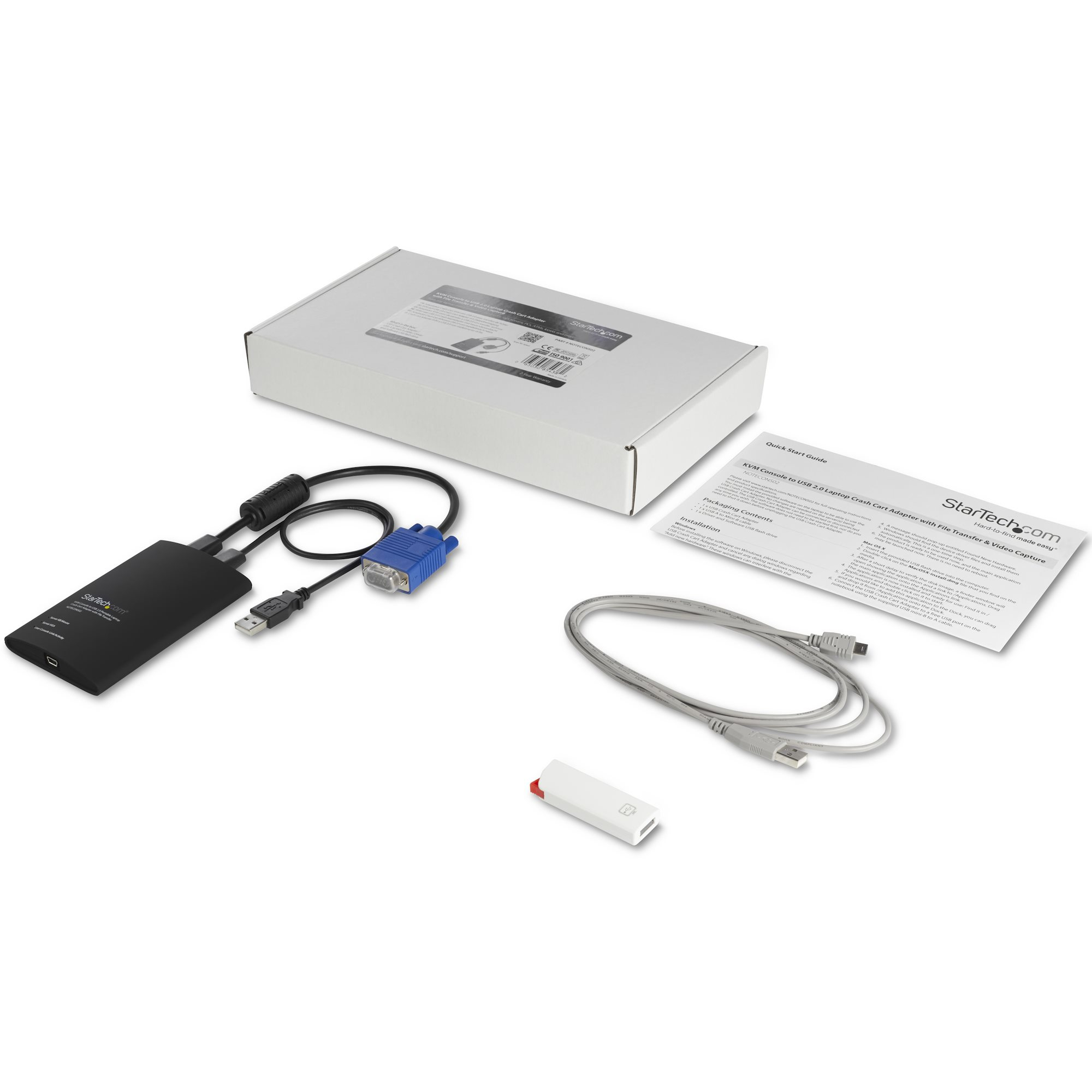 StarTech.com Adaptateur crash cart pour PC portable - Console KVM vers USB 2.0 avec transfert de fichier, acquisition vidéo - KVM Portable - Commutateur KVM - 1 x KVM port(s) - 1 utilisateur local - de bureau