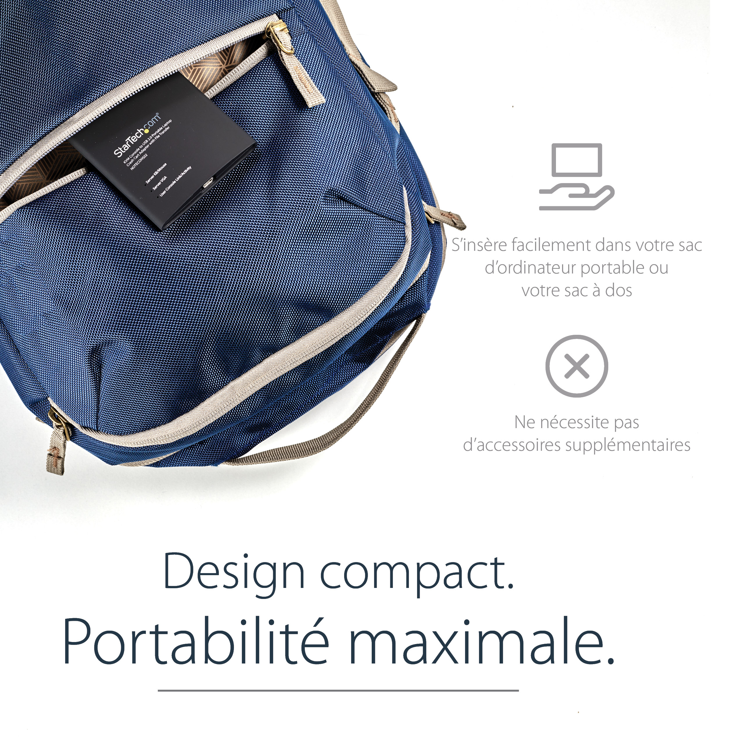 StarTech.com Adaptateur crash cart pour PC portable - Console KVM vers USB 2.0 avec transfert de fichier, acquisition vidéo - KVM Portable - Commutateur KVM - 1 x KVM port(s) - 1 utilisateur local - de bureau