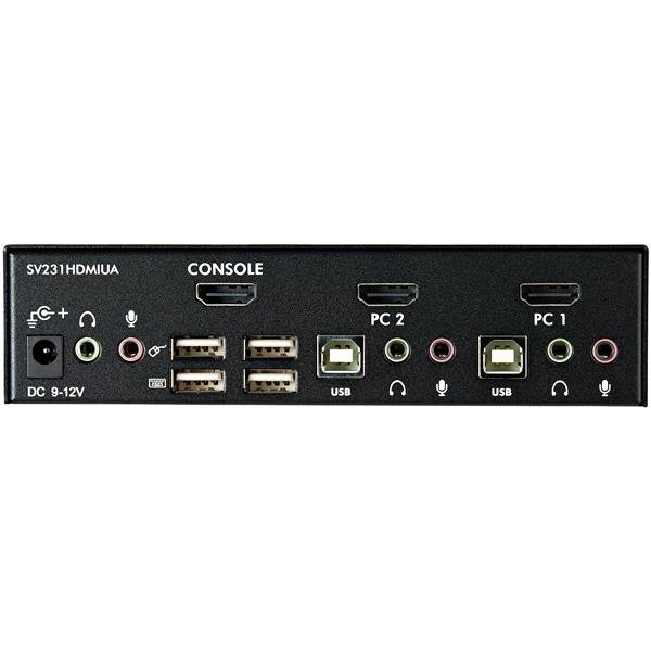 StarTech.com Commutateur KVM HDMI USB 2 ports avec audio et concentrateur USB 2.0 - Commutateur écran-clavier-souris/audio/USB - 2 x KVM / audio / USB - 1 utilisateur local - de bureau - pour P/N: IM12D1500P, SVA12M2NEUA, SVA12M5NA