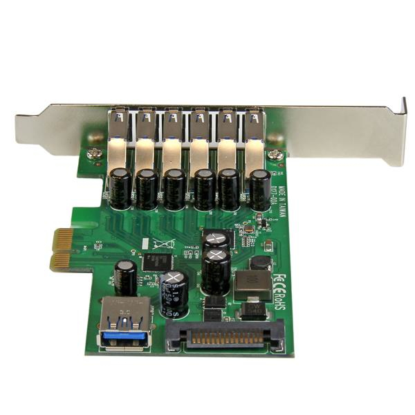 StarTech.com Carte contrôleur PCI Express à 7 ports USB 3.0 - 6 externes 1 interne - Adaptateur PCIe USB avec UASP et alimentation SATA - Adaptateur USB - PCIe 2.0 - USB, USB 2.0, USB 3.0 - pour P/N: ST1030USBM, ST7300USBME