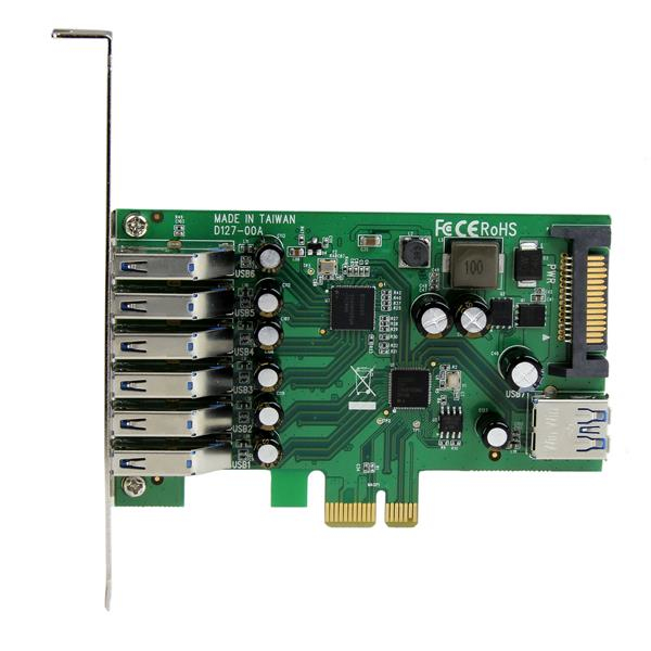 StarTech.com Carte contrôleur PCI Express à 7 ports USB 3.0 - 6 externes 1 interne - Adaptateur PCIe USB avec UASP et alimentation SATA - Adaptateur USB - PCIe 2.0 - USB, USB 2.0, USB 3.0 - pour P/N: ST1030USBM, ST7300USBME