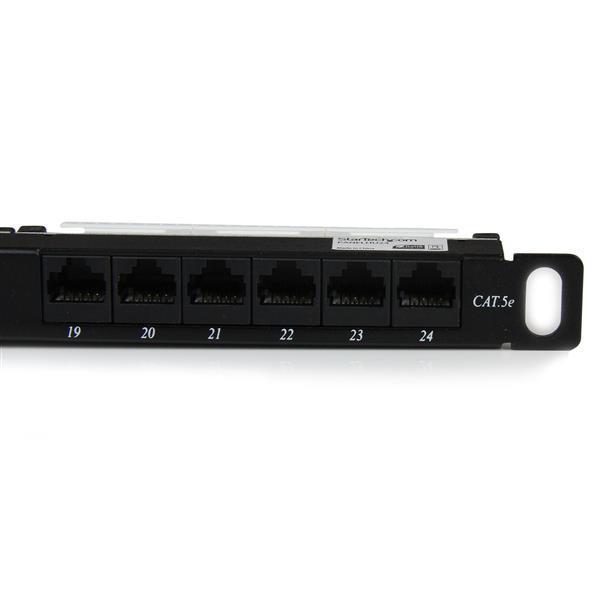 StarTech.com Tableau de connexion Cat5e 0,5U 24 ports - Tableau de connexion RJ45 Ethernet Cat5e 110 à montage en rack - Tableau de connexions - CAT 5e - 24 ports - pour P/N: RACK-18U-20-WALL-OA, RACK-21U-20-WALL-OA, RACK-24U-20-WALL-OA, RK3236BKF, WALLMO