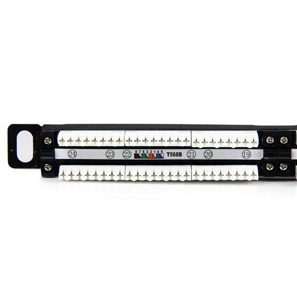 StarTech.com Tableau de connexion Cat5e 0,5U 24 ports - Tableau de connexion RJ45 Ethernet Cat5e 110 à montage en rack - Tableau de connexions - CAT 5e - 24 ports - pour P/N: RACK-18U-20-WALL-OA, RACK-21U-20-WALL-OA, RACK-24U-20-WALL-OA, RK3236BKF, WALLMO