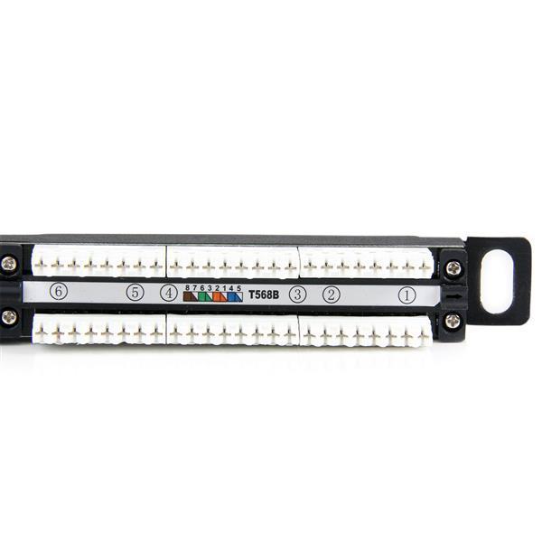 StarTech.com Tableau de connexion Cat5e 0,5U 24 ports - Tableau de connexion RJ45 Ethernet Cat5e 110 à montage en rack - Tableau de connexions - CAT 5e - 24 ports - pour P/N: RACK-18U-20-WALL-OA, RACK-21U-20-WALL-OA, RACK-24U-20-WALL-OA, RK3236BKF, WALLMO