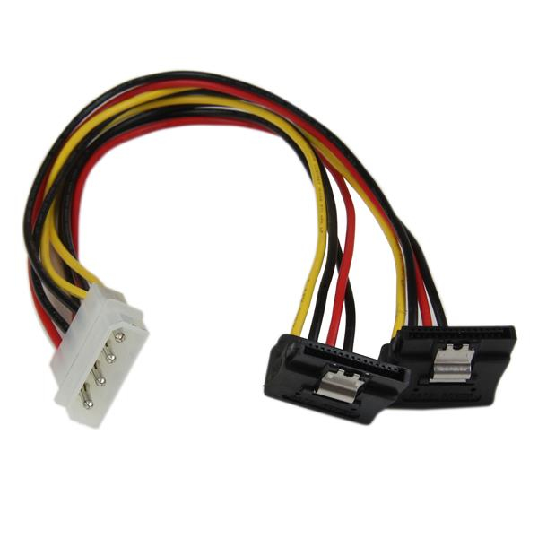 StarTech.com Câble répartiteur d'alimentation en Y LP4 vers 2 SATA à angle droit et verrouillage 30 cm - LP4 4 broches vers deux SATA - Adaptateur secteur - alimentation interne 4 plots (M) pour alimentation SATA (F) - 30 cm - verrouillé, connecteur à ang