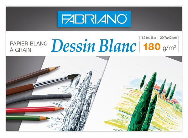 1 Pochette de papier dessin blanc 29,7x42 cm - 180gr - 12 feuilles