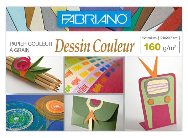1 Pochette de papier dessin couleur 21x29,7 cm - 160gr - 12 feuilles