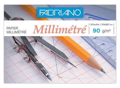 1 Papier millimétré 21x29,7 cm - 90gr - 12 feuilles