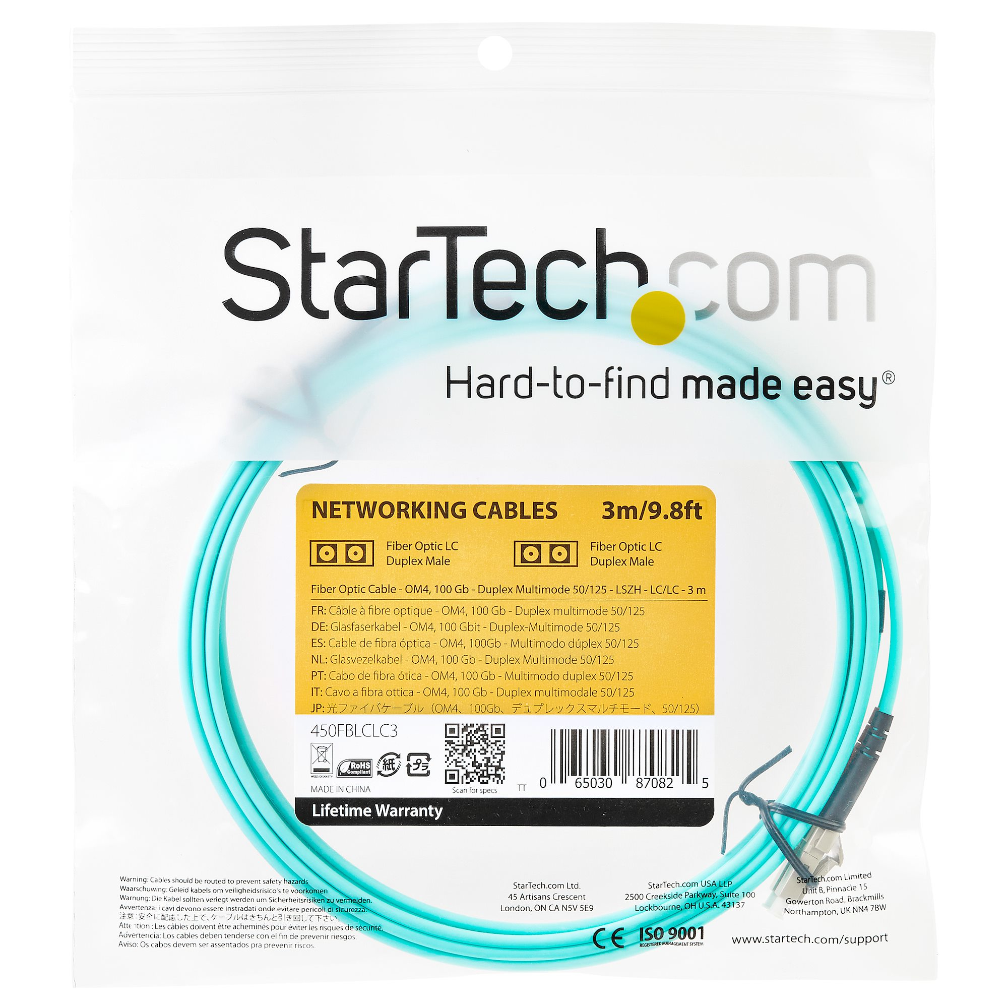 StarTech.com Câble Fibre Optique Multimode 3m LC/UPC à LC/UPC OM4, 50/125 - Câble réseau - LC multi-mode (M) pour LC multi-mode (M) - 3 m - fibre optique - duplex - 50 / 125 microns - OM4 - turquoise