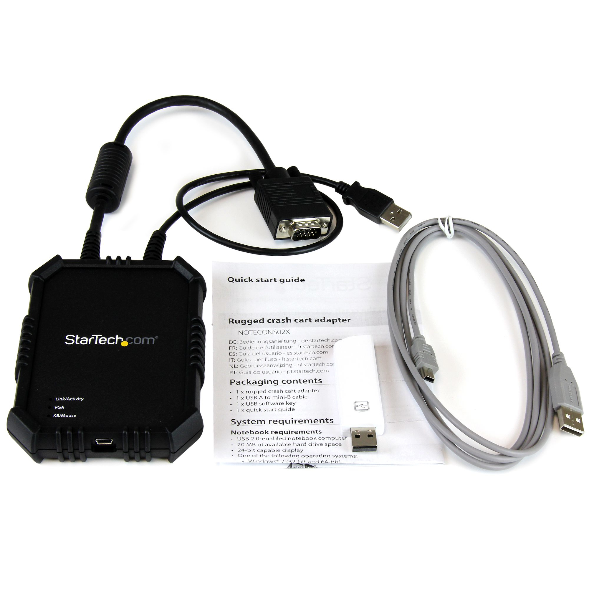 StarTech.com Adaptateur crash cart pour PC portable avec boîtier durable - Console KVM USB avec transfert de fichier et acquisition vidéo - Commutateur KVM - 1 x KVM port(s) - 1 utilisateur local - de bureau
