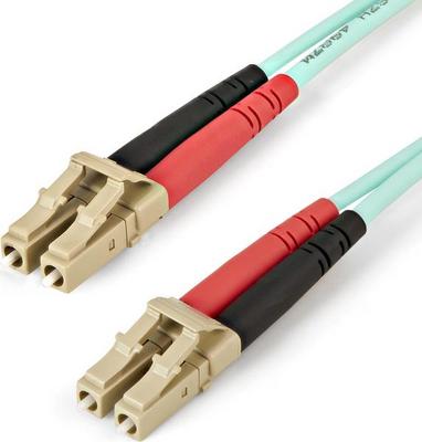 StarTech.com Aqua OM4 Duplex Multimode Fiber - 2m / 6 ft - 100 Gb - 50/125 - OM4 Fiber - LC to LC Fiber Patch Cable (450FBLCLC2) - Câble réseau - LC multi-mode (M) pour LC multi-mode (M) - 2 m - fibre optique - duplex - 50 / 125 microns - OM4 - turquoise