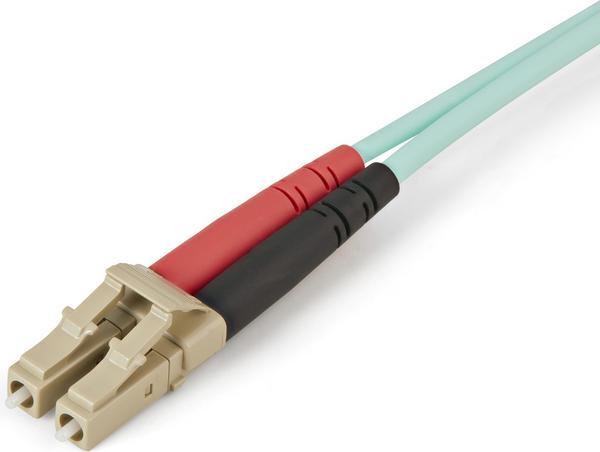 StarTech.com Aqua OM4 Duplex Multimode Fiber - 2m / 6 ft - 100 Gb - 50/125 - OM4 Fiber - LC to LC Fiber Patch Cable (450FBLCLC2) - Câble réseau - LC multi-mode (M) pour LC multi-mode (M) - 2 m - fibre optique - duplex - 50 / 125 microns - OM4 - turquoise