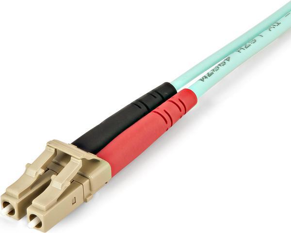 StarTech.com Aqua OM4 Duplex Multimode Fiber - 2m / 6 ft - 100 Gb - 50/125 - OM4 Fiber - LC to LC Fiber Patch Cable (450FBLCLC2) - Câble réseau - LC multi-mode (M) pour LC multi-mode (M) - 2 m - fibre optique - duplex - 50 / 125 microns - OM4 - turquoise