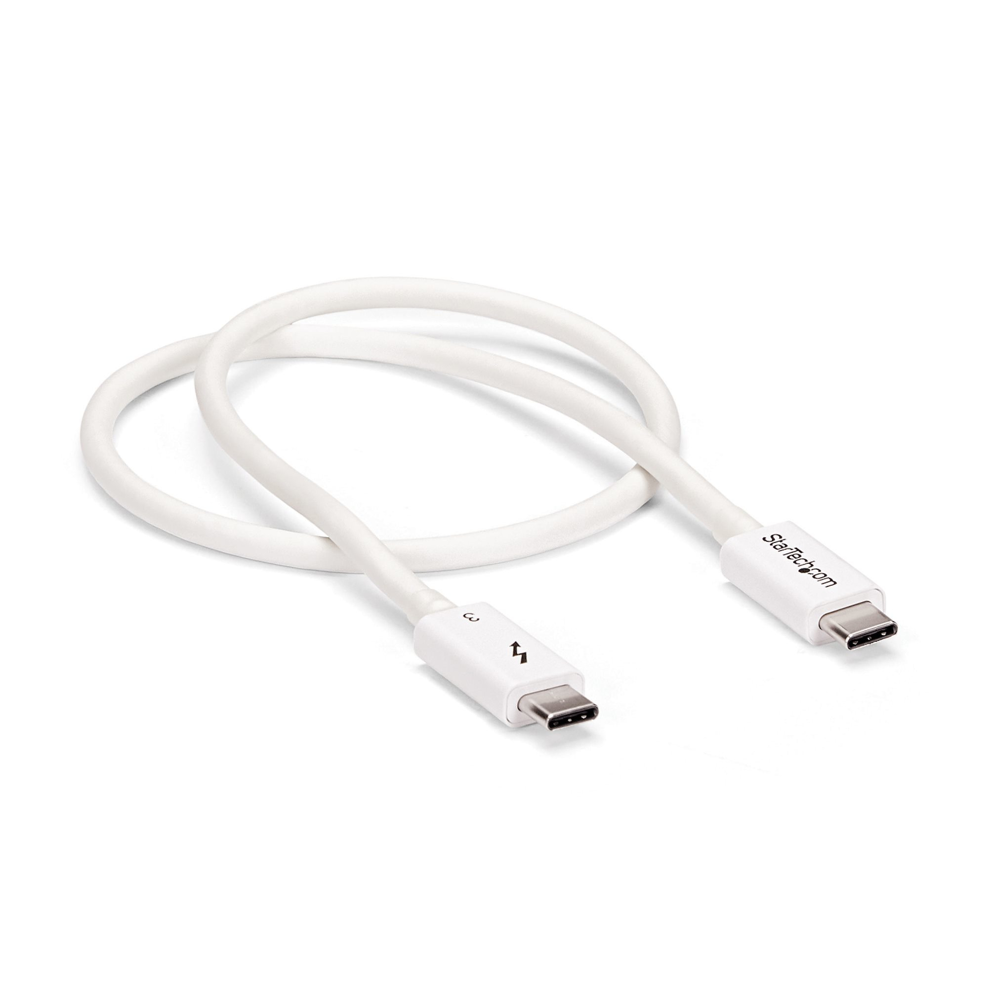 StarTech.com Câble Thunderbolt 3 de 50 cm - 40 Gb/s - TB USB-C DP - Blanc - Câble Thunderbolt - 24 pin USB-C (M) pour 24 pin USB-C (M) - USB 3.1 Gen 2 / Thunderbolt 3 / DisplayPort 1.2 - 50 cm - support 4K - blanc - pour P/N: CDP2HDUACP, CDP2HDUACPW, PEXU