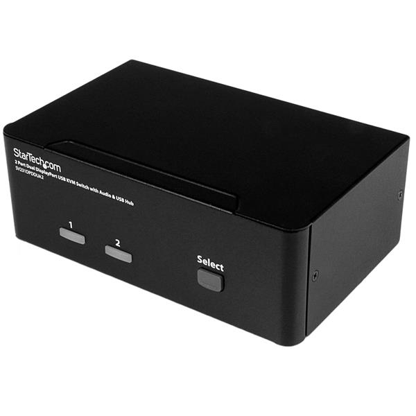 StarTech.com Switch KVM DisplayPort double affichage à 2 ports - 4K 60 Hz (SV231DPDDUA2) - Commutateur écran-clavier-souris/audio/USB - 2 x KVM / audio / USB - 1 utilisateur local - de bureau - CA 120/230 V / CC 12 V - pour P/N: SVA12M2NEUA, SVA12M5NA