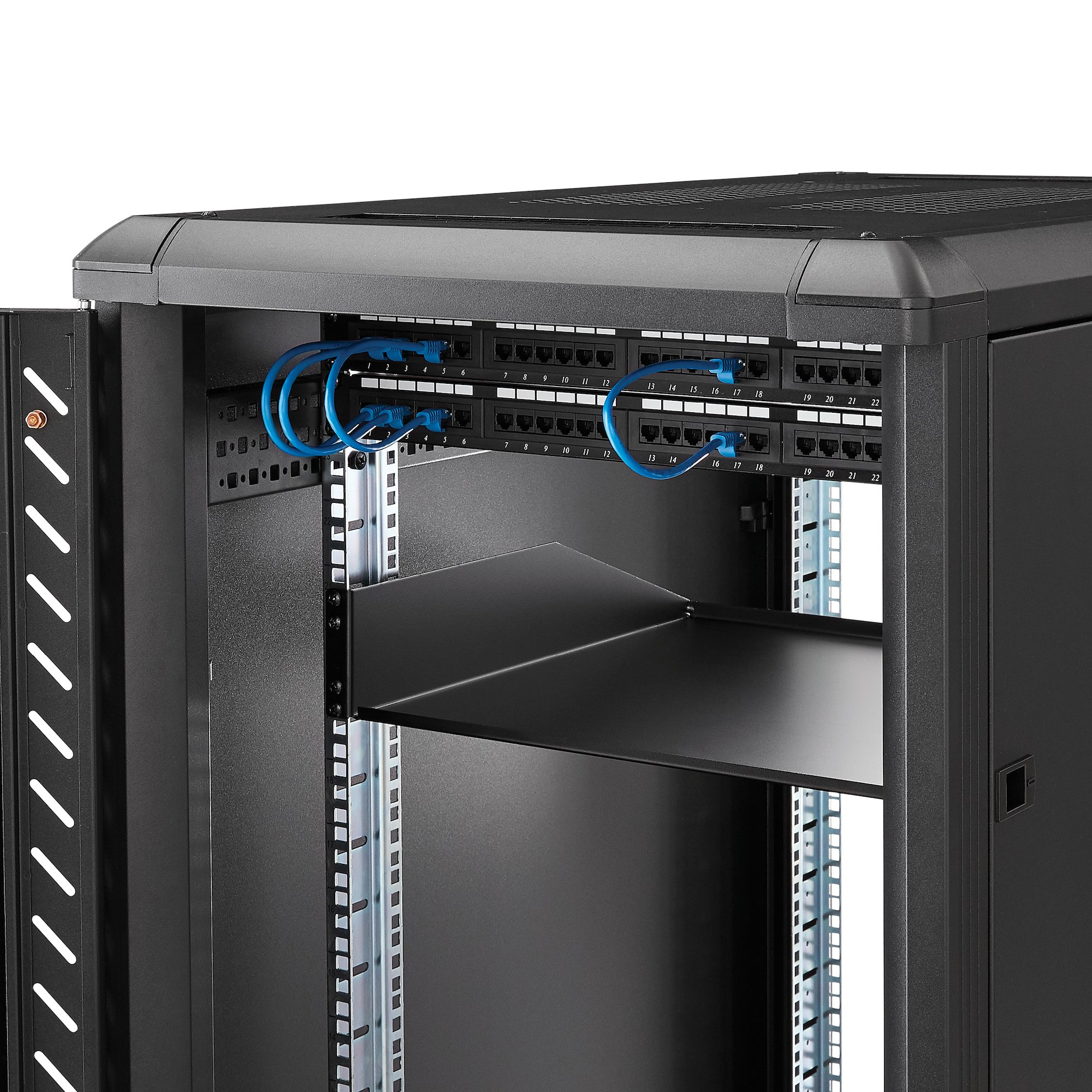 StarTech.com Etagere cantilever montee en rack 2U - Etagere fixe robuste pour rack de serveur - 56 kg - Étagère pour rack - noir - 2U - 19" - pour P/N: RK12OD2, RK2537BKM, RK3236BKF, RK4236BKB, RK4242BK24, RK4242BK30, RKQMCAB12V2