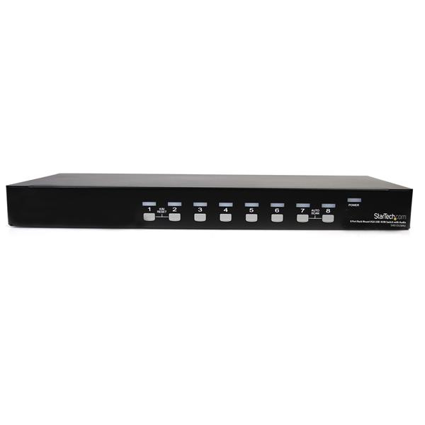 StarTech.com Commutateur USB VGA KVM 8 ports à montage sur rack avec audio (câbles audio inclus) - Commutateur écran-clavier-souris/audio - 8 x KVM / audio - 1 utilisateur local - de bureau - pour P/N: RK3236BKF, RK4236BKB, RK4242BK24, RK4242BK30, RKCONS1