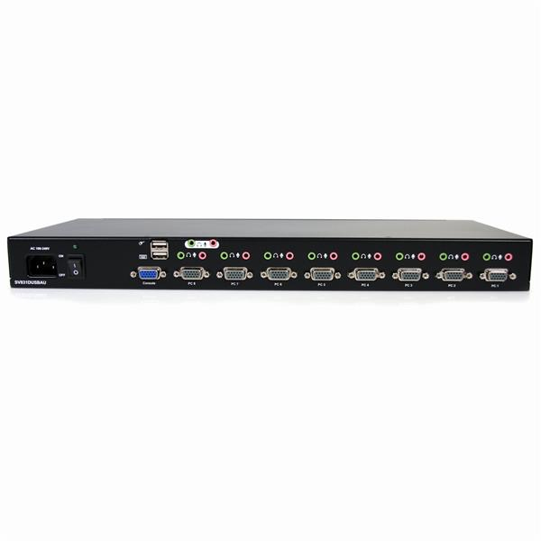 StarTech.com Commutateur USB VGA KVM 8 ports à montage sur rack avec audio (câbles audio inclus) - Commutateur écran-clavier-souris/audio - 8 x KVM / audio - 1 utilisateur local - de bureau - pour P/N: RK3236BKF, RK4236BKB, RK4242BK24, RK4242BK30, RKCONS1