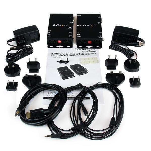 StarTech.com Extendeur HDBaseT HDMI via Cat5 - RS232 - IR - Ultra HD 4K - Étendeur HDMI - Transmetteur et récepteur - 100 m - Rallonge vidéo/infrarouge/série - 10Mb LAN, HDMI - plus de CAT 5e/6 - jusqu'à 100 m - pour P/N: SVA12M2NEUA, SVA12M5NA