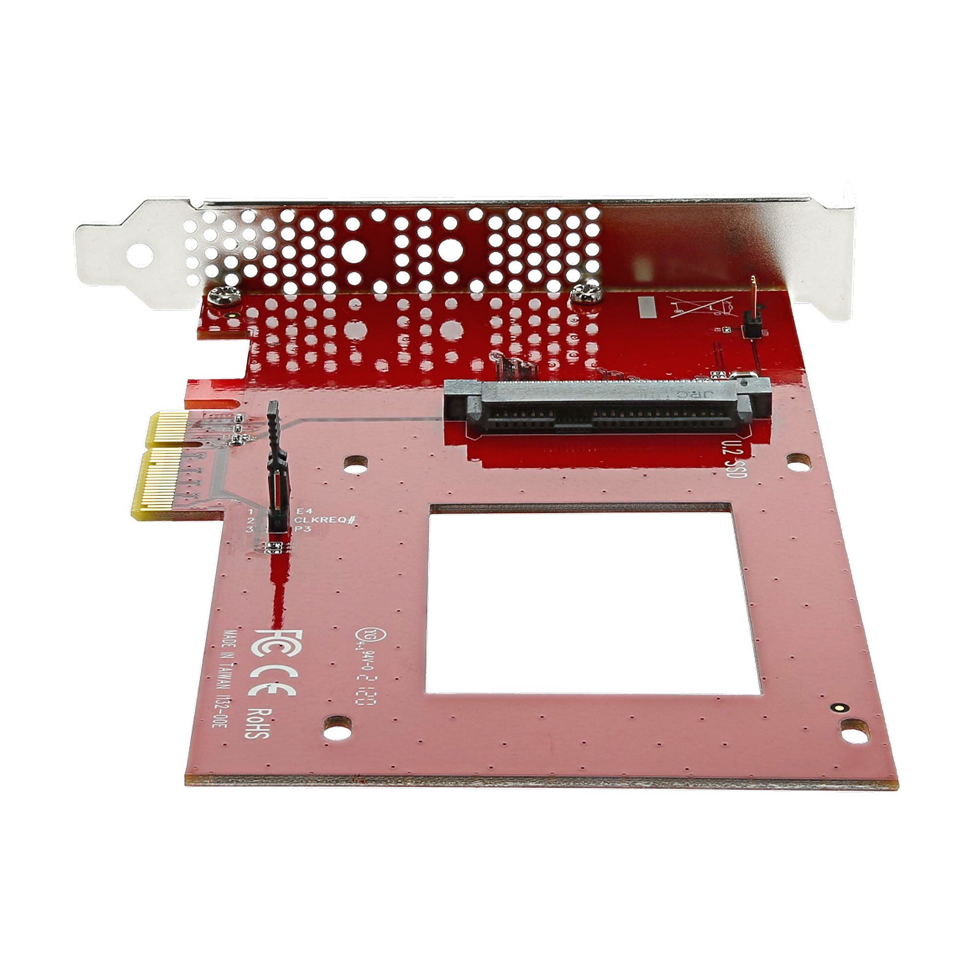 StarTech.com Adaptateur PCIe U.2 - PCI Express 3.0 x4 - Pour SSD U.2 NVMe de 2,5" - Convertisseur SFF-8639 vers PCIe - SSD PCIe - Adaptateur d'interface - 2.5" - Ultra M.2 Card - PCIe 3.0 x4 - rouge - pour P/N: BNDTB10GI, BNDTB210GSFP, BNDTB310GNDP, BNDTB