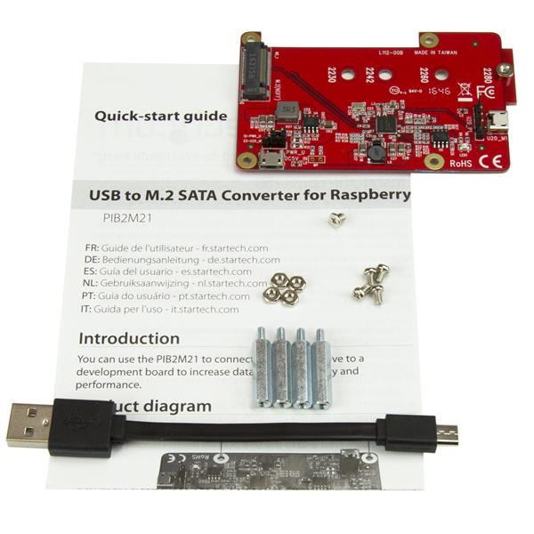 StarTech.com Convertisseur USB vers mSATA pour Raspberry Pi et les cartes de développement - Adaptateur USB vers mini SATA - Contrôleur de stockage - M.2 Card - USB 2.0 - rouge