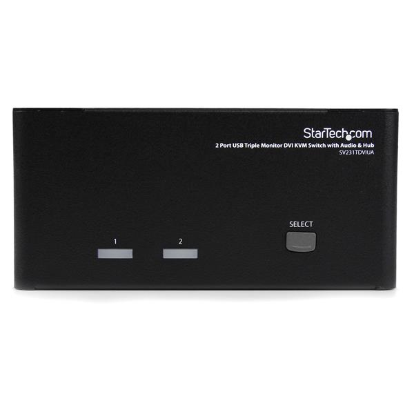 StarTech.com Switch commutateur KVM triple affichage DVI à 2 ports avec audio et hub USB 2.0 - Commutateur écran-clavier-souris/audio/USB - 2 x KVM / audio / USB - 1 utilisateur local - de bureau - pour P/N: SVA12M2NEUA, SVA12M5NA