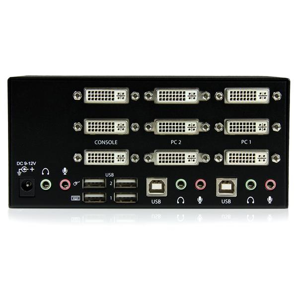 StarTech.com Switch commutateur KVM triple affichage DVI à 2 ports avec audio et hub USB 2.0 - Commutateur écran-clavier-souris/audio/USB - 2 x KVM / audio / USB - 1 utilisateur local - de bureau - pour P/N: SVA12M2NEUA, SVA12M5NA