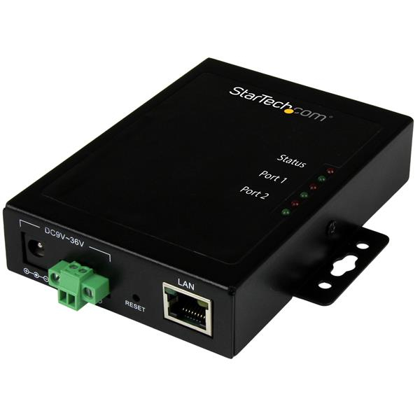 StarTech.com Serveur de périphériques à 2 ports série RS232 vers IP Ethernet - Métallique et montable (NETRS2322P) - Serveur de périphérique - 2 ports - 100Mb LAN, RS-232 - CA 120/230 V / CC 9 - 36 V mural