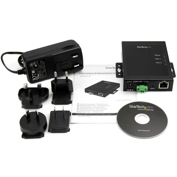 StarTech.com Serveur de périphériques à 2 ports série RS232 vers IP Ethernet - Métallique et montable (NETRS2322P) - Serveur de périphérique - 2 ports - 100Mb LAN, RS-232 - CA 120/230 V / CC 9 - 36 V mural