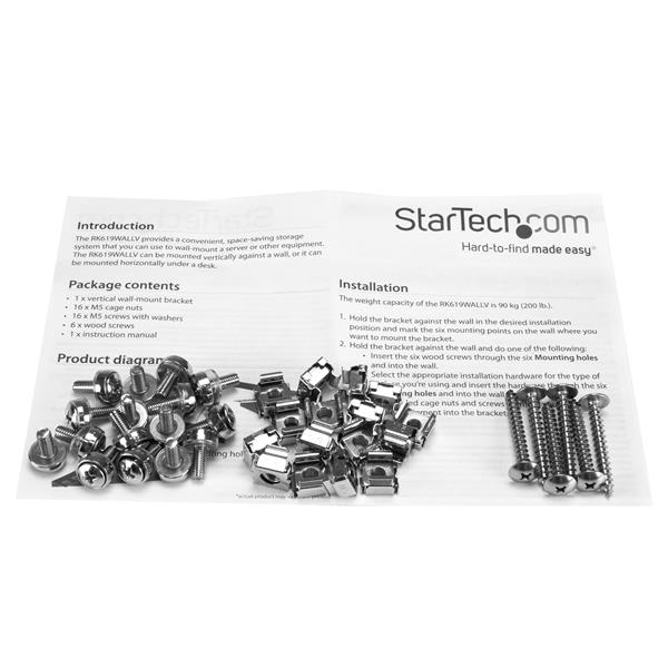 StarTech.com Rack de serveur vertical 6U 19" en acier et armoire serveur à fixation mural - Noir (RK619WALLV) - Fixation pour montage mural - noir - 6U - 19"