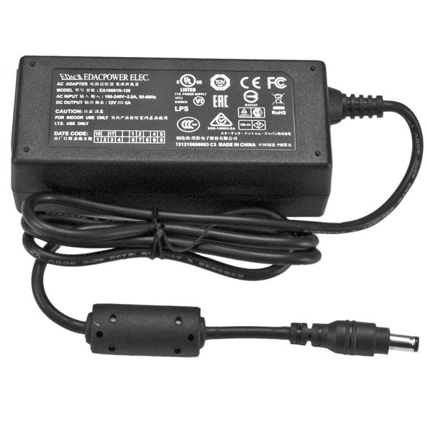 StarTech.com Adaptateur secteur de rechange - Bloc / Adaptateur d'alimentation CC - Chargeur avec connecteur Type M - 12V 5A - Adaptateur secteur - CA 100-240 V - pour StarTech.com Hub USB 3.0 5Gbps Industriel à 4 Ports, Hub USB 3.0 pour PC