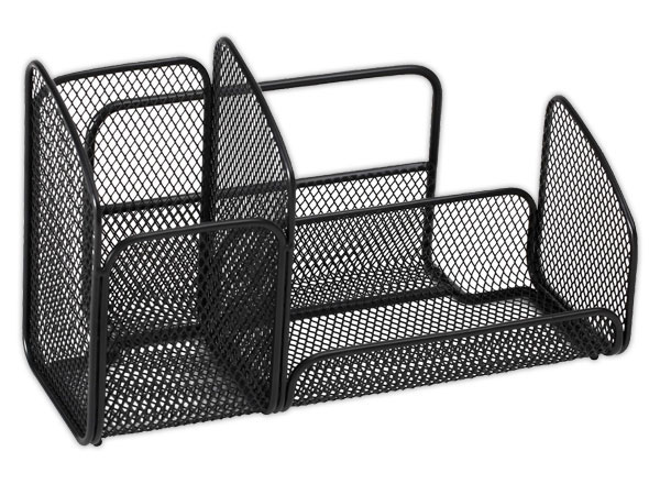 1 Organiseur de bureau métal Mesh - 3 compartiments - Noir