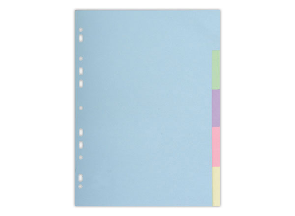 1 Jeu d'intercalaires carte forte recyclée 3/10e format A4 -5 positions