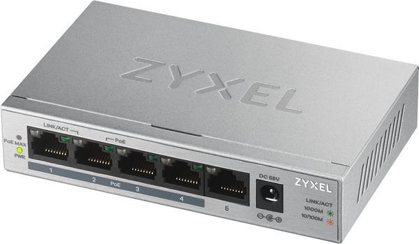 Zyxel GS1005HP - Commutateur - non géré - 4 x 10/100/1000 (PoE+) + 1 x 10/100/1000 - fixation murale, de bureau - PoE (60 W)