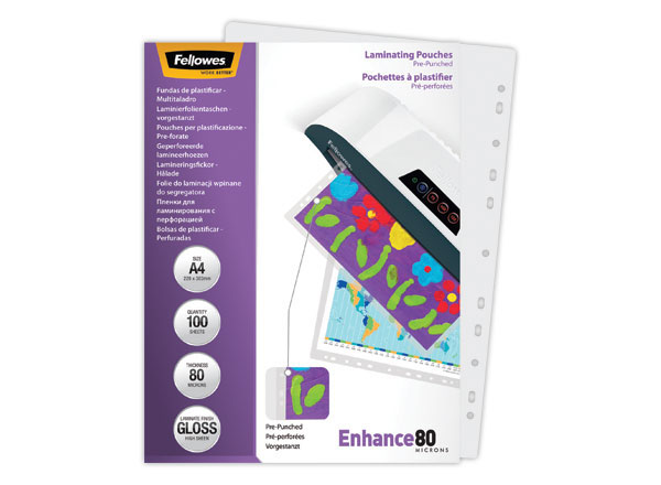 1 Boite de 100 Pochettes de plastification perforées -A4 (21x29,7) - Epaisseur 2x80µ