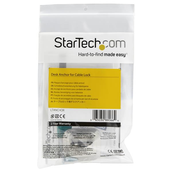 StarTech.com Plaque de verrouillage pour câble de sécurité en alliage de zinc - Point d'ancrage pour câble antivol (LTANCHOR) - Ancrage de verrou - argent - pour P/N: LTLOCKNBL