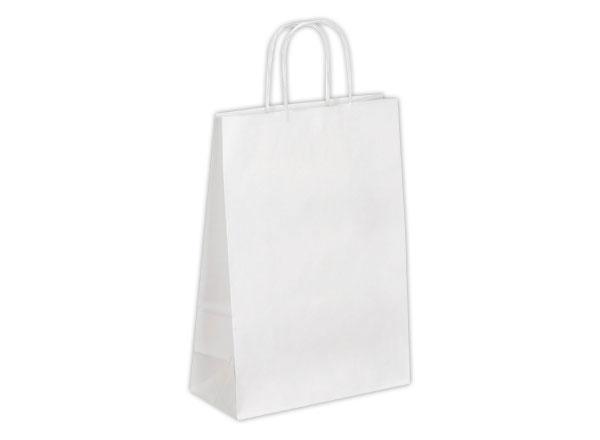 1 Carton de 200 Sac poignées torsadées format Moyen : 22 x 33 x 10 cm- Blanc