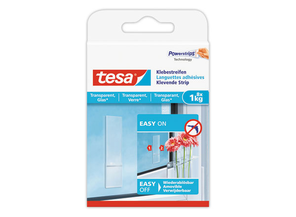 1 Languettes adhésives amovibles 1kg surfaces transparentes