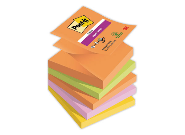 1 Lot de 5 Z-notes Super Sticky Collection Boost,76 x 76 mm 90 feuilles
