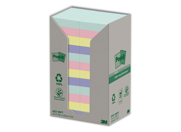 1 Lot de 24 Notes Recyclées Collection Nature, 38 x 51 mm