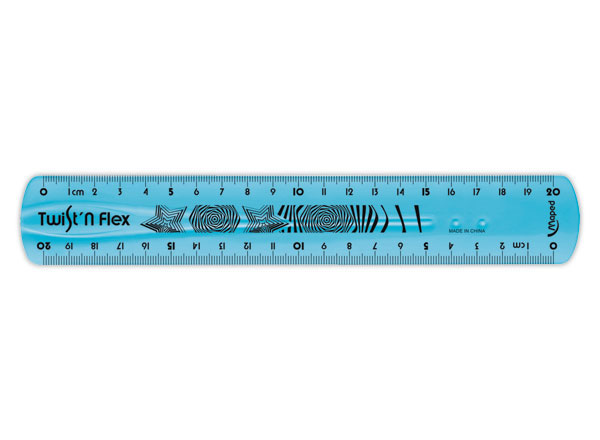 1 Règle de bureau double plate en plastique souple et résistant - 20 cm