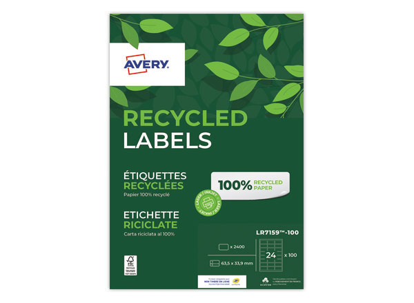 1 Boite de 100 planches de 18 étiquettes laser AVERY 63,5x46,6mm soit 1800 étiq/boîte