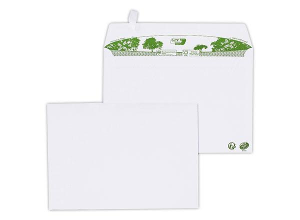 1 Boite de 200 Enveloppes C5 blanches recyclées 80g bande de protection