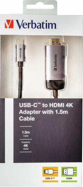 Verbatim - Câble vidéo/audio - 24 pin USB-C mâle pour HDMI mâle - 1.5 m - support 4K